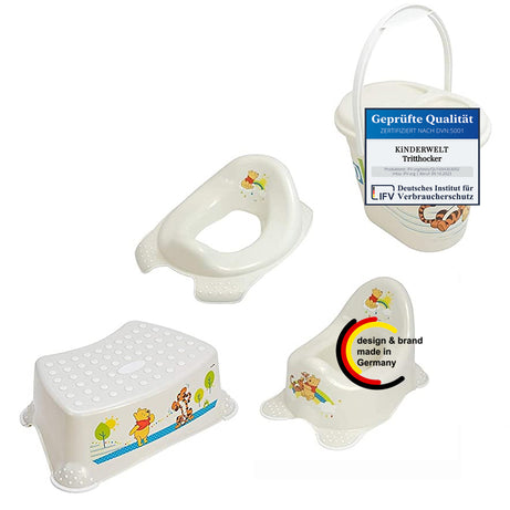 Winnie Pooh lot de 4 pots enfant perles + accessoire WC + tabouret + seau à couches