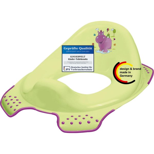 Premium Kinder-Toilettensitz Hippo grün für Kinder stabiler WC