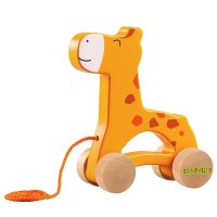 Nachziehspielzeug Giraffe aus Holz, kindgerechtes Lernspielzeug, Kinderspielzeug zum Ziehen, Schieben und Spielen