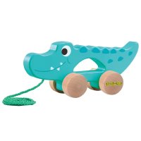 Nachziehspielzeug Krokodil aus Holz, kindgerechtes Lernspielzeug, Kinderspielzeug zum Ziehen, Schieben und Spielen