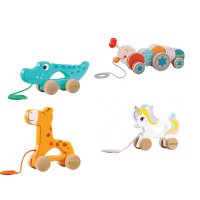 Nachziehspielzeug Raupe aus Holz, kindgerechtes Lernspielzeug, Kinderspielzeug zum Ziehen, Schieben und Spielen