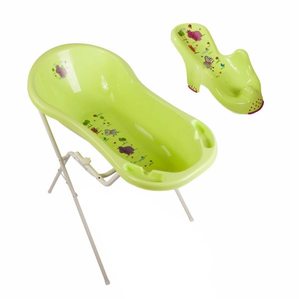 Badewanne XXL Hippo grün + Badewannenständer + Badesitz Babywanne 100 cm