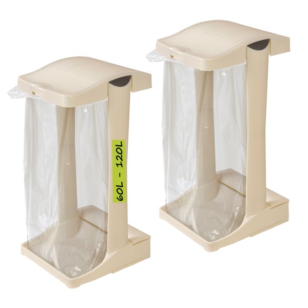 2 x Müllsackständer  perl PREMIUM  mit integriertem Aufbewahrungsfach, 60-120 L 