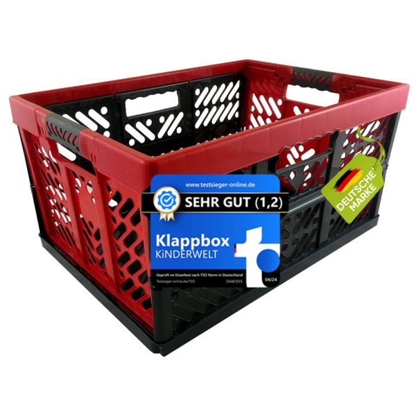 1 x Profi - Klappbox 45 L bis 50 kg  anthrazit / rot  Faltbox  Box Kiste