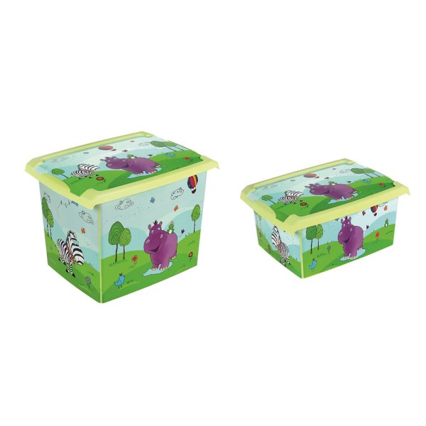 2er Set Fashion Box Hippo 20L +10L Aufbewahrungsbox Spielzeugkiste