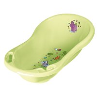 Baby Badewanne 84 cm ohne Stöpsel Hippo grün + Waschhandschuh Babywanne