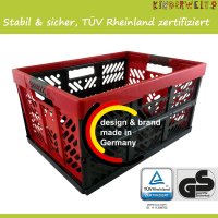 OKT Germany GmbH 3 x Profi - Klappbox TÜV Rheinland zert. 45 L bis 50 kg anthrazit/rot Faltbox Kunststoff Box Kiste