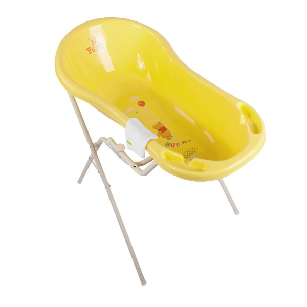 Disney Winnie Pooh gelb Baby Badewanne XXL 100 cm + Badewannenständer + Waschhandschuh