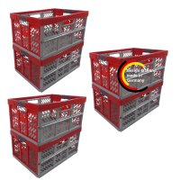 6 x Profi - Klappbox 45 L bis 50 kg silber / rot Faltbox Box Kiste