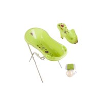 Hippo grün Baby Badewanne XXL 100 cm mit Stöpsel + Badewannenständer + Badesitz + Ablaufschlauch