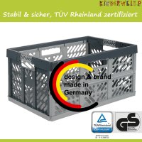 3 x Profi - Klappbox TÜV Rheinland zert. 45 L bis 50 kg silber Faltbox Kunststoff Box Kiste