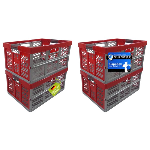 4X Stabile Profi Klappbox 45L - 54 x 37 x 28 cm - Einkaufskiste klappbar  mit Soft-Griffe - Transportkiste stapelbar, Rosa : : Küche,  Haushalt & Wohnen